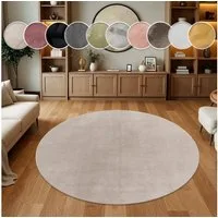 Paco Home Fellteppich Kunstfell Soft 380, rund, Höhe: 14 mm, Langflor, Kuschelteppich - besonders weich, Uni-Farben