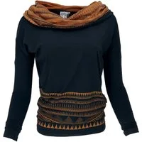 Guru-Shop Longsleeve Lockeres Longshirt aus Bio-Baumwolle, Boho.. alternative Bekleidung