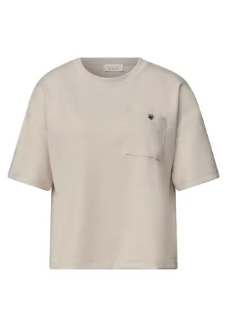 Street One - T-Shirt mit Brusttasche beige - Gr. - 38