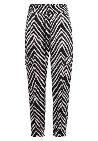 Marc Aurel - Cargohose mit schwarz-weiß Druck black varied - Gr. - 34
