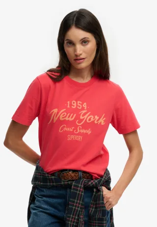 Superdry - Beach Club T-Shirt in lockerer Passform vintage waschung rot - Gr. - 12