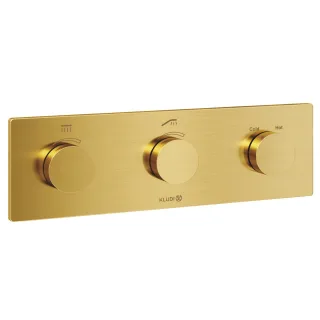 KLUDI-Push, Tronic Elektronisches Unterputz-Thermostat mit Feinbauset PVD Brushed Gold 38300N0-00