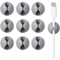 BAYLI Kabelbinder 10er Set Kabelklemmen Selbstklebend Grau Kabelhalter Kabelclips Kabelf