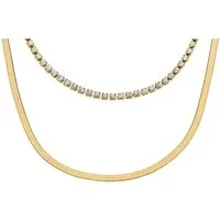 Fossil Kette ohne Anhänger Schmuck Geschenk Edelstahl Halsschmuck ELLIS Layering, mit Glasstein
