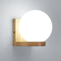 Riserva Wandleuchte Skandinavische Wandleuchte aus Holz Rund mit E27 Fassung