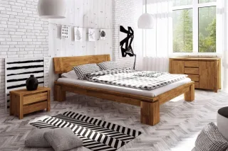 Massivholzbett Schlafzimmerbett MAISON XL Eiche massiv 160x200 cm