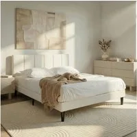 IDIMEX Polsterbett OLBIA, Bett 140x200 cm mit Stoffbezug in Leinenoptik, inkl. Lattenrost Creme