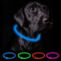 TUWENA Hunde-Halsband Leuchthalsband Hund USB Aufladbar, Wasserdicht Hundehalsband Leuchtend, 3 Beleuchtungsmodi, LED Halsband für Kleine, Mittlere und Große Hunde