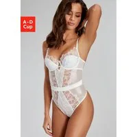 LASCANA Stringbody aus edler Spitze und schimmerndem Soft-Mesh, sexy Dessous