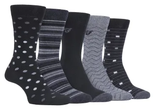 Farah - 5 Pack Herren dünn atmungsaktiv klassische Polka Dot gemusterten weichen Top Baumwolle Kleid Socken - FCS273BLKCHA (Polka Dot)