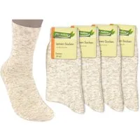 Die Sockenbude Basicsocken LEINEN (Bund, 4-Paar, beige melange) Baumwolle mit Leinen