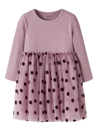 NAME IT - NMFNAGINA LS TULLE DRESS Lilas - Gr. - 98