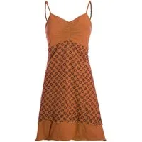 Vishes Sommerkleid Damen Babydoll Spaghettiträger bedruckt Baumwolle Alternative Mode, Boho, Hippie, Ethno, Festival