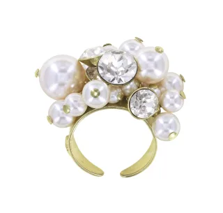 konplott - Ring - Pearl Shadow weiß/gold