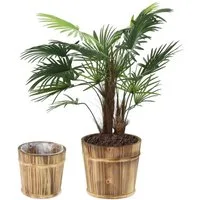 relaxdays Blumentopf Holz Blumentopf im 2er Set
