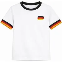 THREE OAKS T-Shirt Fußball Fan Shirt mit Deutschlandfarben, weißes Jungen