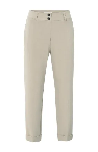 Yaya - Anliegende Hose mit hohem Bund beige - Gr. - 42