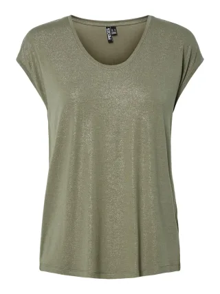 PIECES - PCALICE SS GLITTER TEE JRS NOOS BC Deep Lichen Green - Gr. - XL