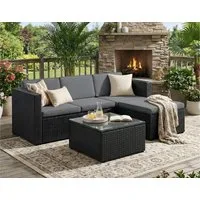 SONGMICS Gartenlounge-Set PE-Polyrattan-Balkonmöbel, Outdoor-Lounge-Set, (5-tlg., 1 Ecksofa, 1 Hocker, 1 Couchtisch, 7 Kissen), für Terrasse, Balkon, Garten