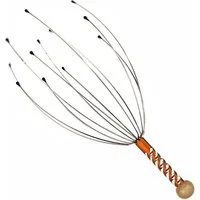 TROPPA Massagegerät Relax Metall Kopfmassage Kopfkrauler Spinne Holzknauf lachs rosa Griff