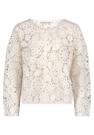 Betty & Co - Lochstrick-Pullover rohweiß - Gr. - L