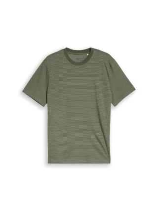 Denim Tom Tailor - T-Shirt mit Streifenmuster olive white fine stripe - Gr. - L