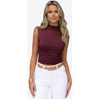 Imily Bela Tanktop Damen ärmellos hoher drapiert Ausschnitt Mock Neck Slim Fit Cropped (Packung, 1-tlg., 1per-Pack) in Unifarbe