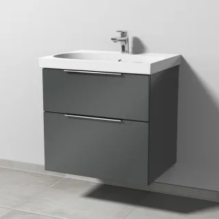 Sanipa 3way Waschtischunterbau zu Geberit Acanto Waschtisch mit 2 Auszügen, Anthrazit-Glanz UF41679