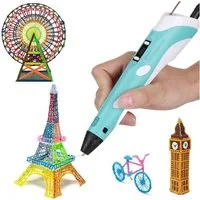 Wisam 3D-Drucker-Stift Wisam® 3D Drucker Stift Set Blau für Kinder Erwachsene mit 3 Farben, Ergonomisch, einstellbare Geschwindigkeit, schnell heiß, Abschaltung