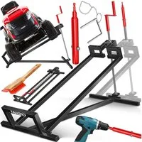 MASKO Rasentraktor Heber 450kg Hebevorrichtung für Aufsitzmäher mit Adapter inkl. Bürste, Rasentraktorheber, universelle Reinigungshilfe, Hebebühne für Quad