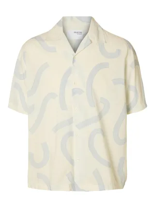 SELECTED MEN - SLMRLXAIR MIX SS SHIRT Egret - Gr. - M