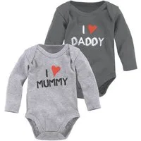 KIDSWORLD Langarmbody 2er Pack Baby-Bodies, Mummy & Daddy (Packung, 2-tlg., 2) aus Bio-Baumwolle