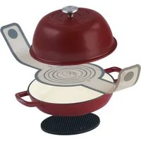 Mahlzeit Kochtopf Gusseisen Brottopf Set emailliert, 6,4 Liter, Dark Cherry, Brotschling, Gusseisen, zum Backen von Broten, aber auch zum Kochen, Braten und Schmoren