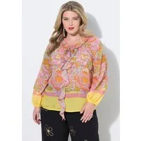 MIAMODA Longbluse Bluse bequeme Passform Muster Bordüren