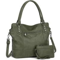 TAN.TOMI Handtasche Damen Schultertasche - Set Shopper Umhängetasche Henkeltasche, Mit abnehmbarem Schultergurt für Einkauf Reise Büro Schule