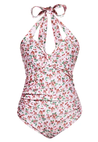 Queen Kerosin Damen Swimsuit Deer rosa