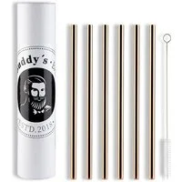 Buddy's Trinkhalme Buddy´s Bar, (Set, 7-tlg), wiederverwendbar, 6 Strohhalme + Reinigungsbürste, Kupfer-Look