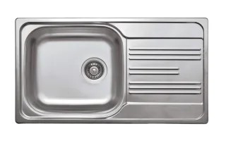 Neuesbad 1-Becken Spüle mit Abtropffläche, DECOR, 780x435x160, 3,5'' mit Zubehör NB1DEZEX31131