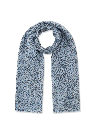 Schal aus recyelter Polyesterware mit gedrucktem Leomuster blau