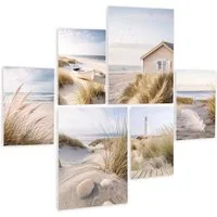 artissimo Mehrteilige Bilder Bilderset 6er-Set, Wandbilder-Set natur, Bilderwand, maritime Bilder, Strand und Meer: maritime Deko