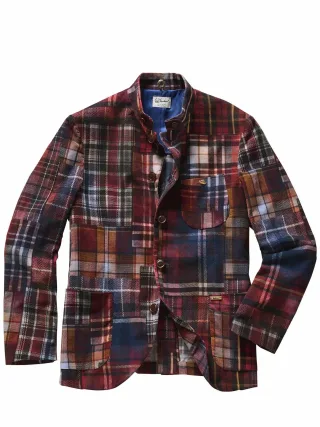 Luis Trenker Herren Cordsakko Lusandro Check Blau 100 % Baumwolle