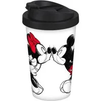 Geda Labels GmbH Coffee-to-go-Becher Mickey Kiss Sketch, 1-tlg., PP, Weiß, 400 ml, doppelwandig, auslaufsicher