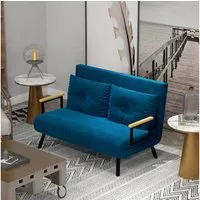 HOMCOM Schlafsofa Polystersofa mit Verstellbarer Rückenlehne und Rückenkissen, Polstersofa 1 Teile, mit Verstellbarer Rückenlehne, Blau, 102 x 73 x 81 cm