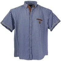 Lavecchia Kurzarmhemd Lavecchia Herren Kurzarmhemd 1129 (Jeansblau-weiss, 6XL) Herrenhemd im trendigen Karo-Look