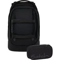 Satch Schulranzen Schulrucksack-Set PACK Blackjack 2-teilig (2-teilig), ergonomisch, Your-Size-System: auf Körpergröße anpassbar