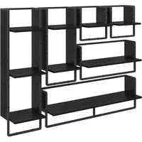 vidaXL Regal Wandregal-Set 6 stk. Schwarz Eichen-Optik 100 x 25 x 30 cm, 6-tlg.