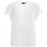 Polo Ralph Lauren Blusentop Broderie Anglaise Tied Mit Bindung - Mandarin-Kragen - Struktur in Laise