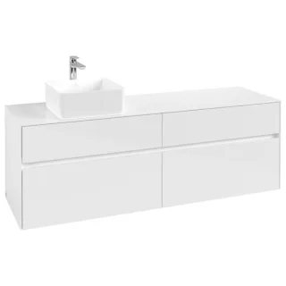 Villeroy und Boch Collaro Waschtischunterschrank C05000DH 160 x 54,8 x 50 cm, Waschtisch links, Glossy White