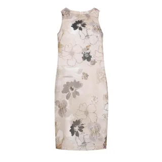 Ärmelloses Kleid aus Baumwoll-Popeline mit floralem Print und verstecktem seitlichen Reißverschluss