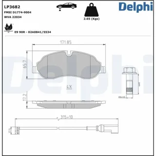 Delphi Bremsbel?ge vorne Ford Tourneo V362 Transit V362 LP3682